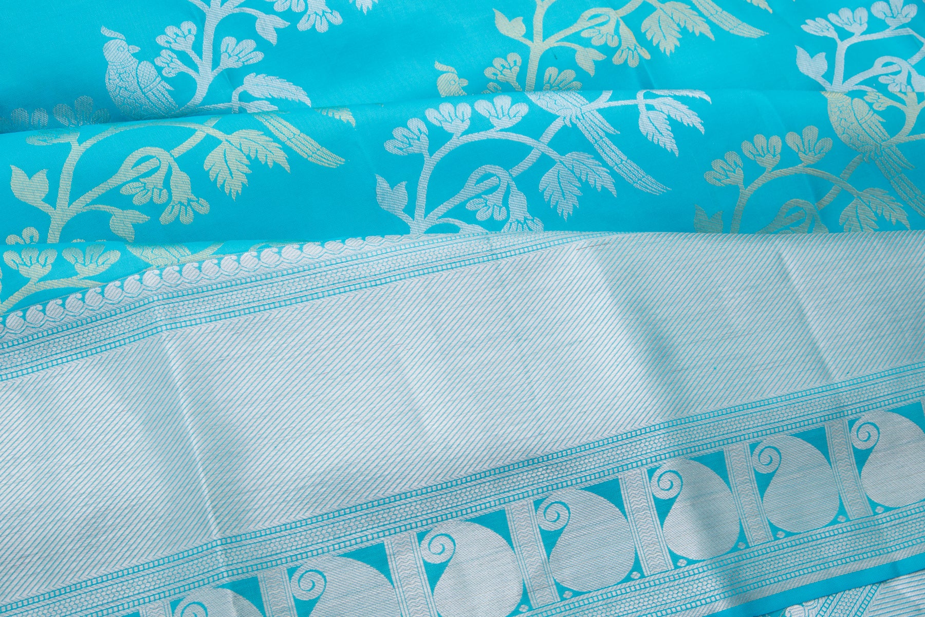Kanchipuram Silk Jaal Sky Blue Saree
