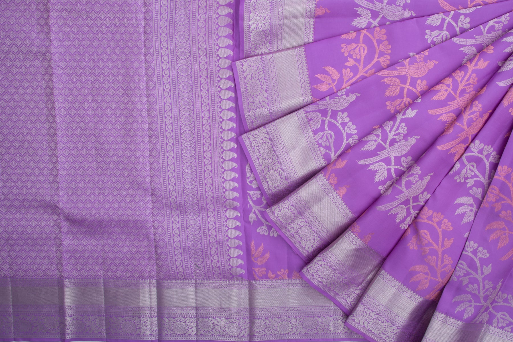 Kanchipuram Silk Jaal Violet Saree