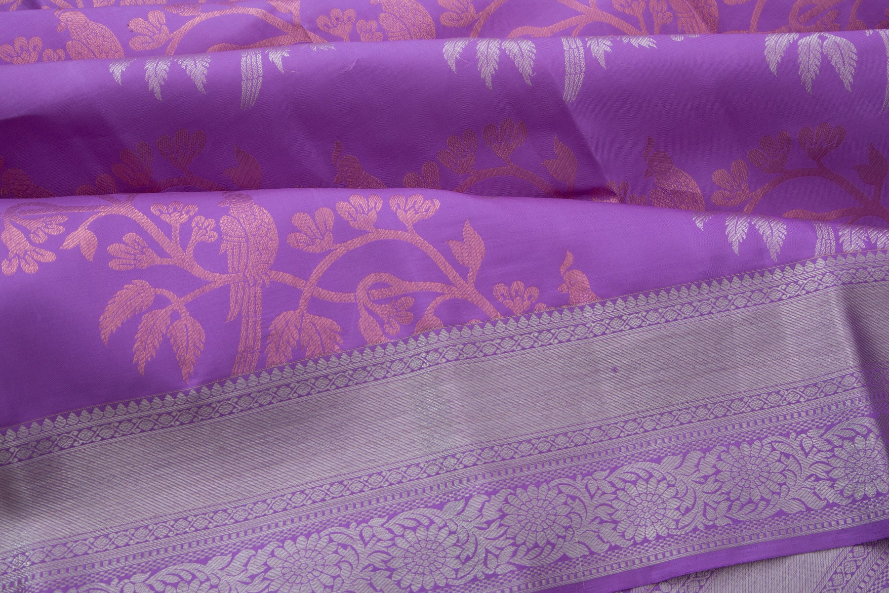 Kanchipuram Silk Jaal Violet Saree