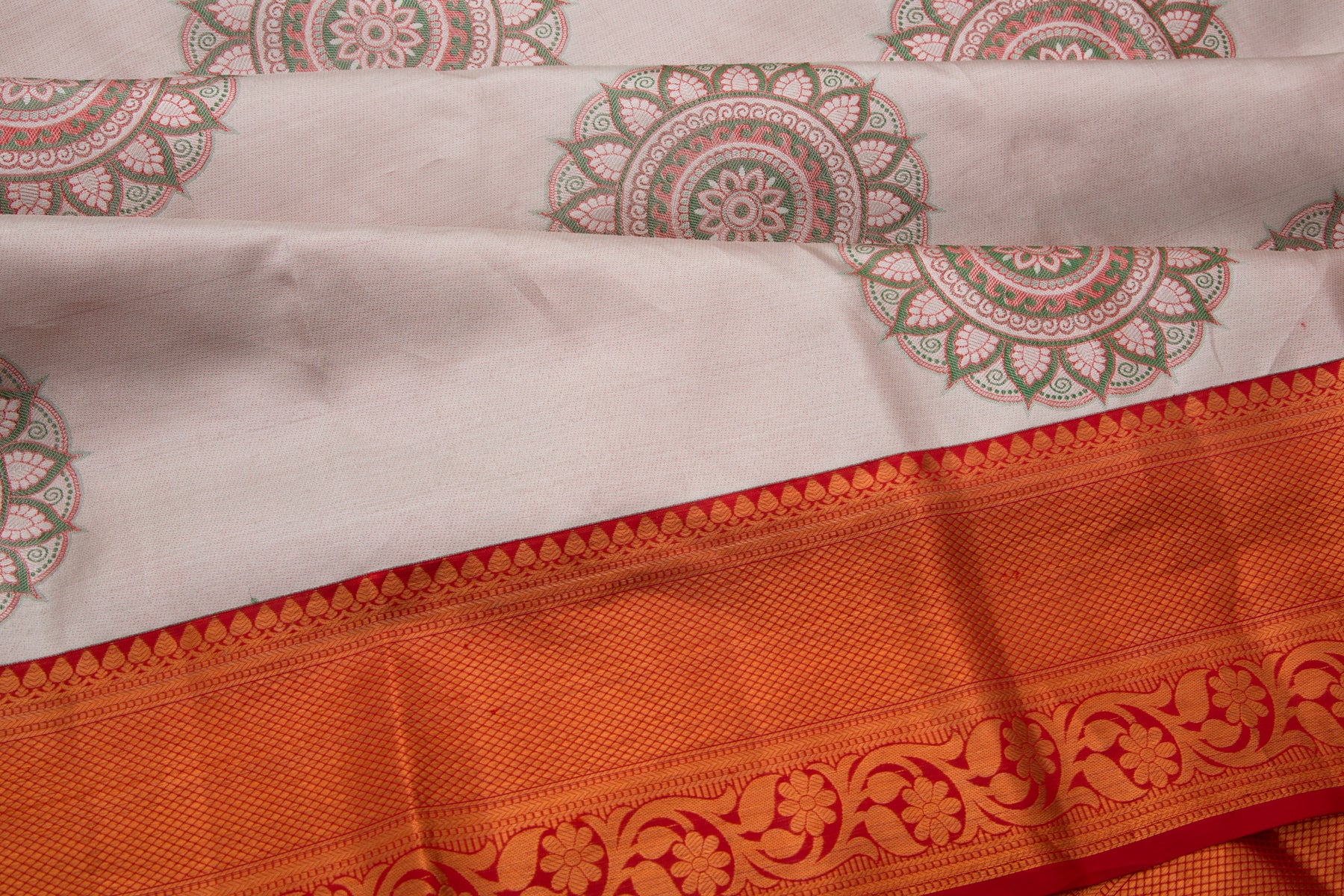 Kanchipuram Silk Tissue Butta Silver Saree