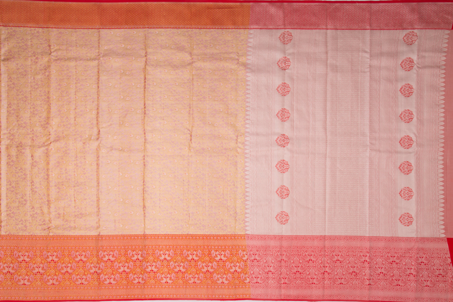 Kanchipuram Silk Tissue Jaal Peach Saree