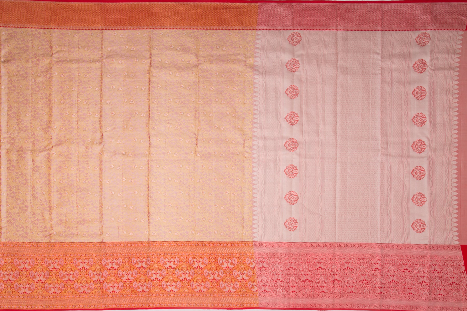 Kanchipuram Silk Tissue Jaal Peach Saree