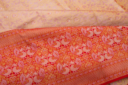 Kanchipuram Silk Tissue Jaal Peach Saree
