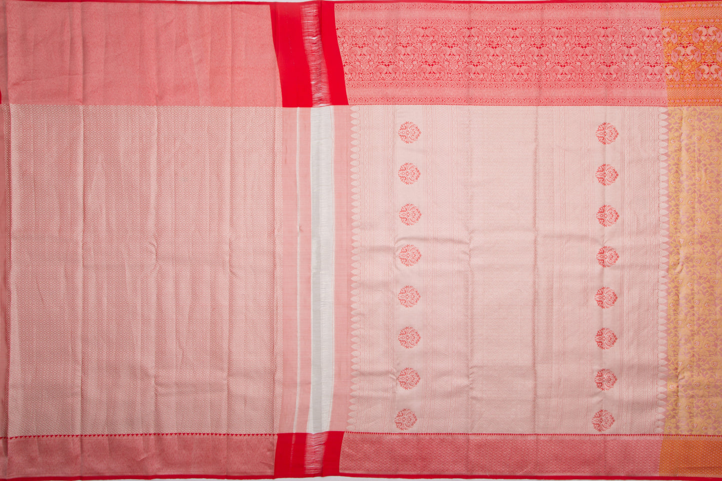 Kanchipuram Silk Tissue Jaal Peach Saree