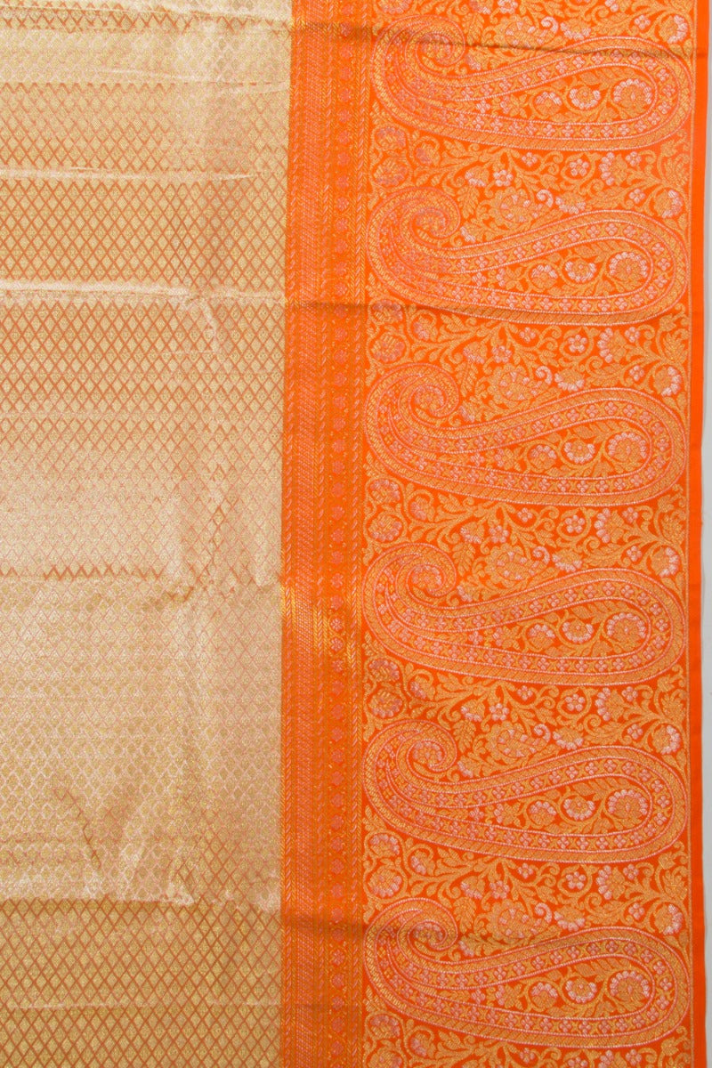 Kanchipuram Silk Tissue Brocade Peach Saree