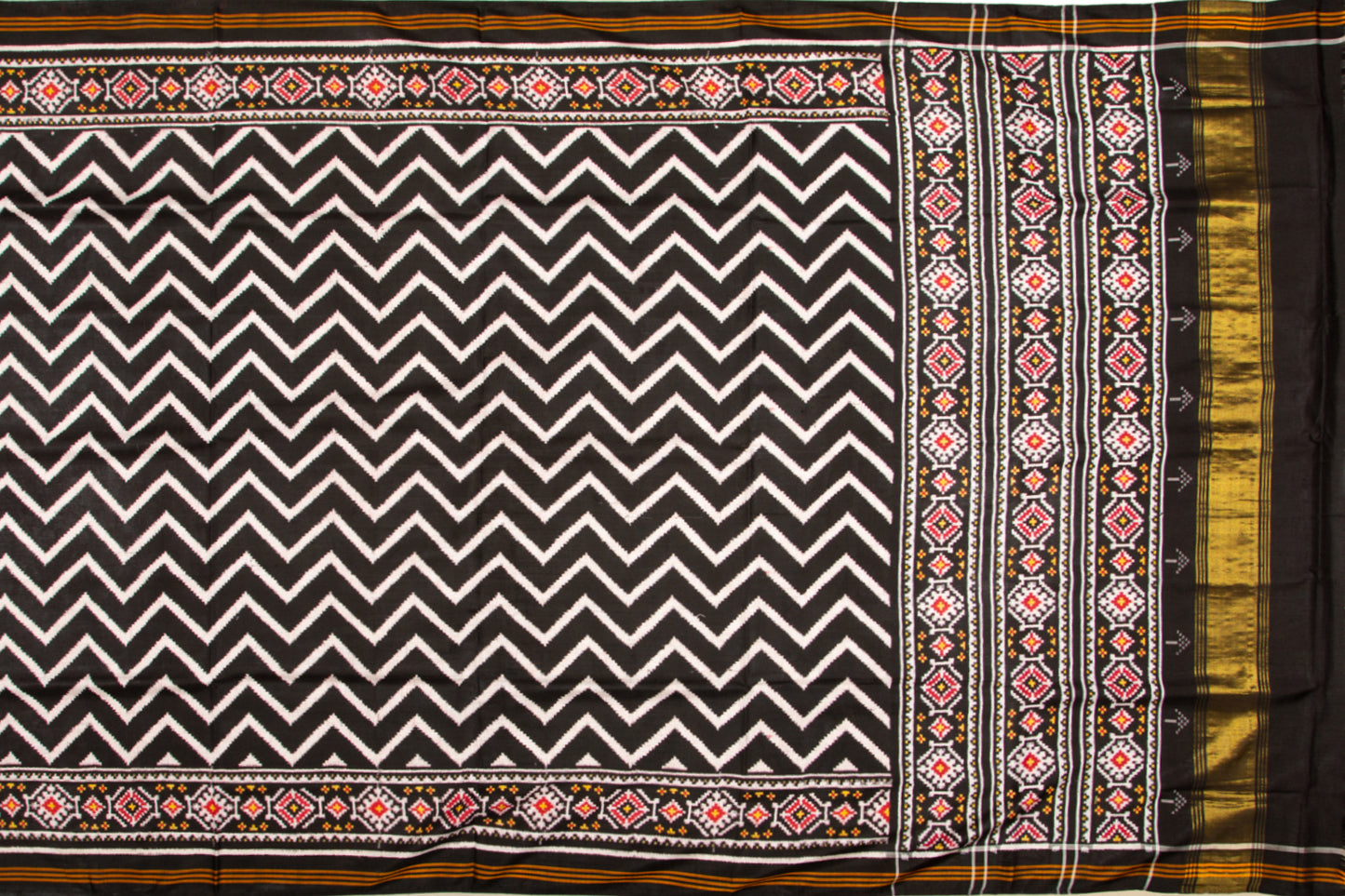 Patan Patola Silk Double Ikat Black Saree