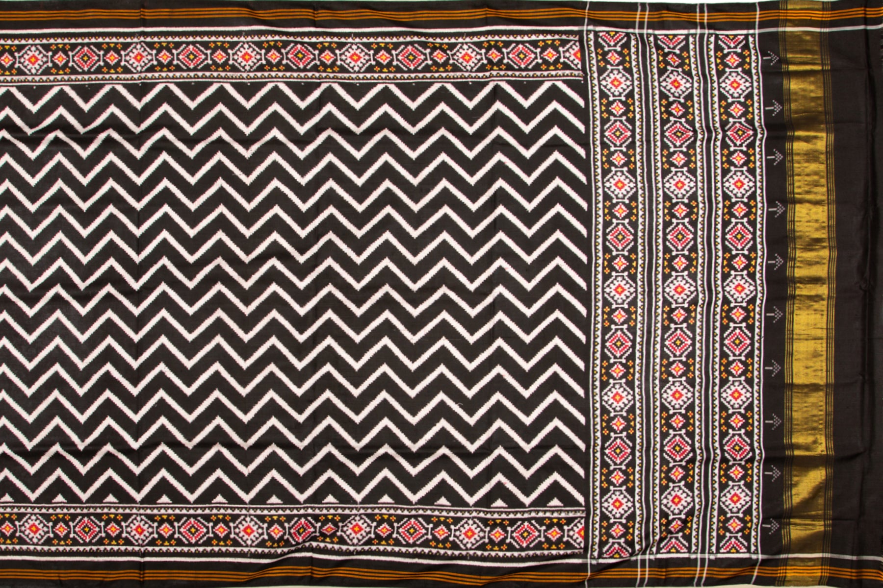 Patan Patola Silk Double Ikat Black Saree