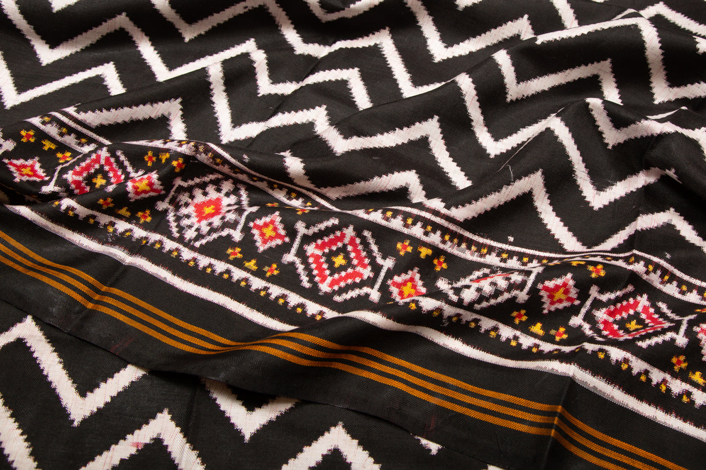 Patan Patola Silk Double Ikat Black Saree