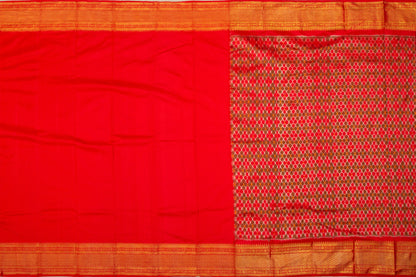 Kanchipuram Silk Twill Red Saree With Paithani Inspired Border