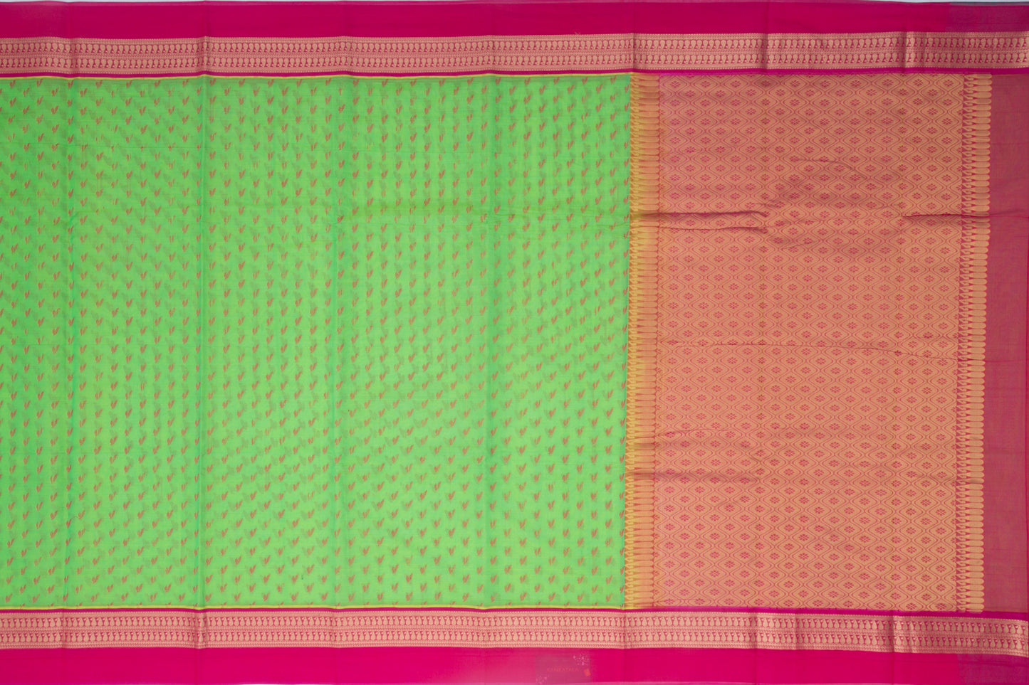 Kanchi Cotton Butta Green Saree