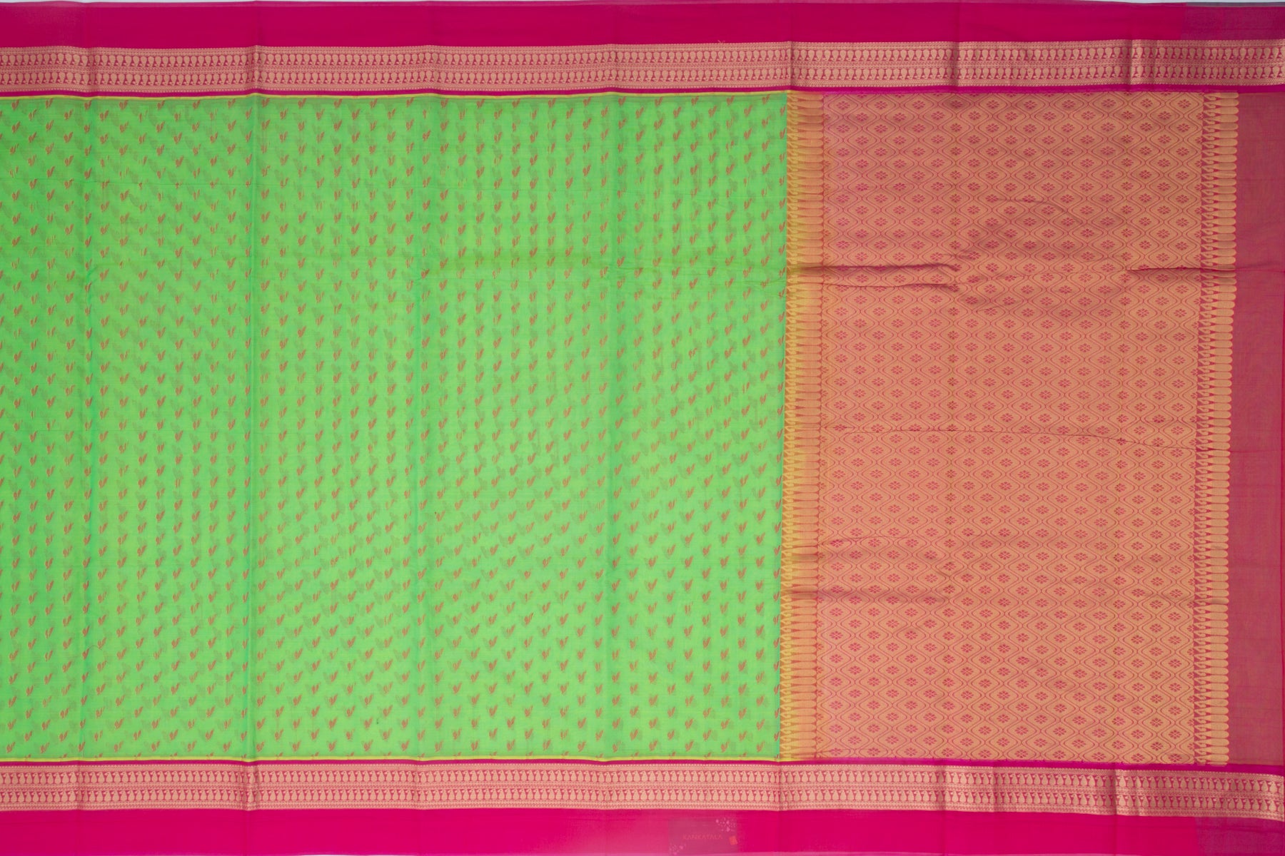 Kanchi Cotton Butta Green Saree