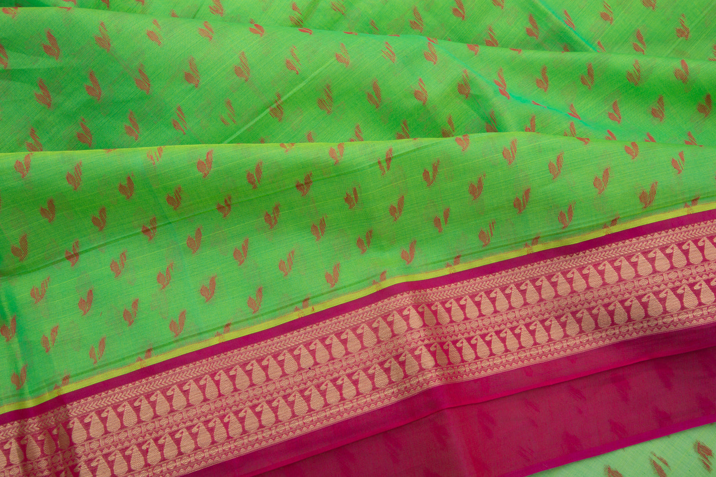 Kanchi Cotton Butta Green Saree
