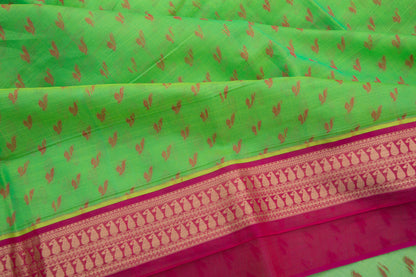 Kanchi Cotton Butta Green Saree
