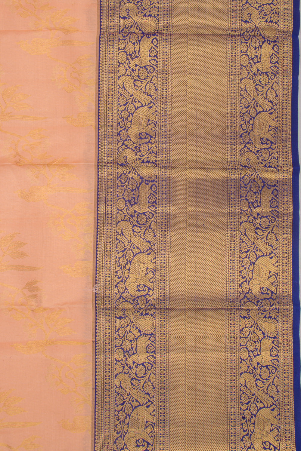 Kanchipuram Silk Jaal Peach Saree