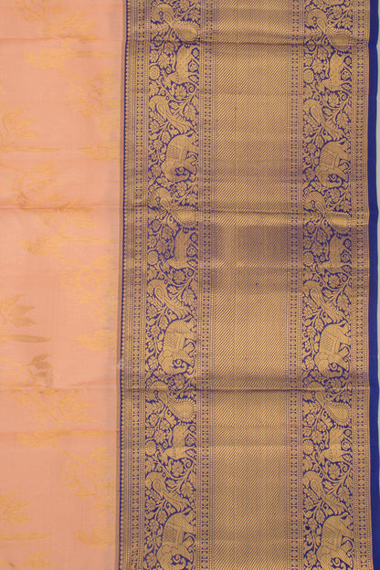 Kanchipuram Silk Jaal Peach Saree