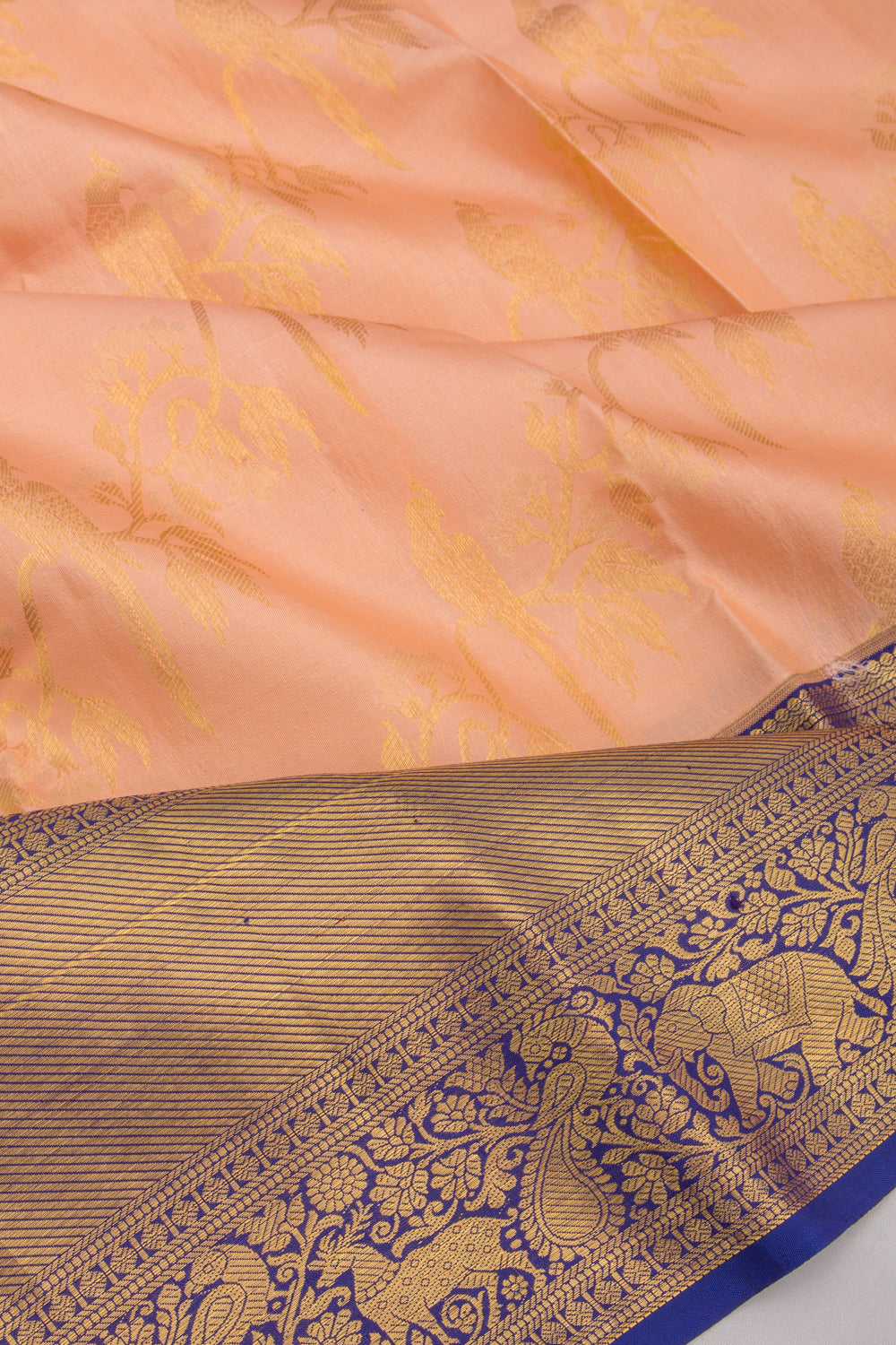 Kanchipuram Silk Jaal Peach Saree