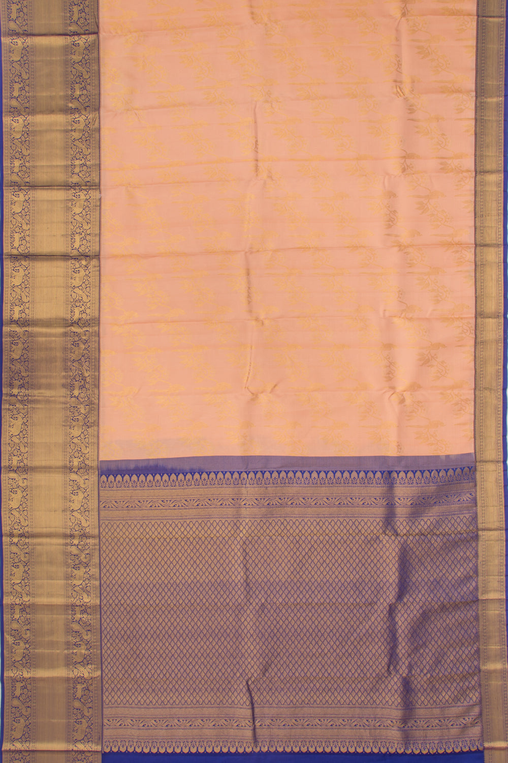 Kanchipuram Silk Jaal Peach Saree