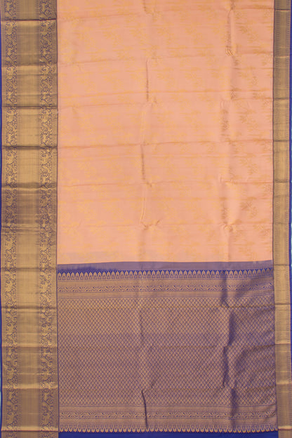 Kanchipuram Silk Jaal Peach Saree