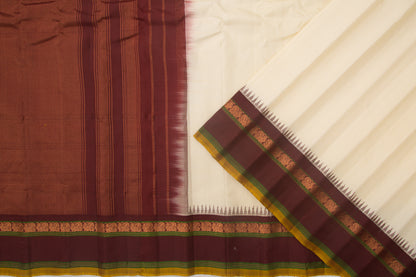 Gadwal Silk Plain Cream Saree