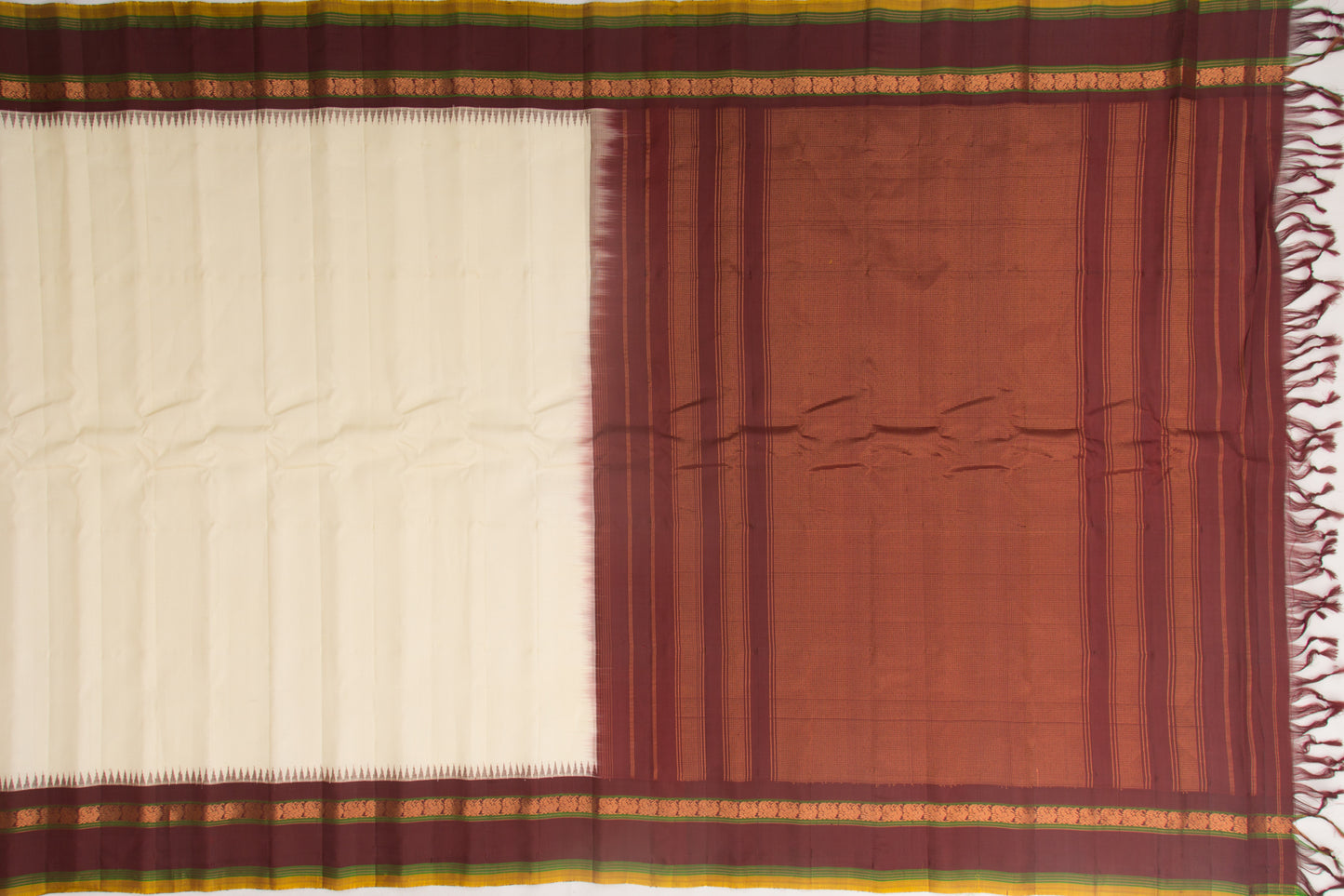 Gadwal Silk Plain Cream Saree
