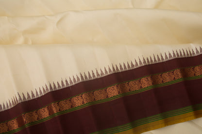 Gadwal Silk Plain Cream Saree
