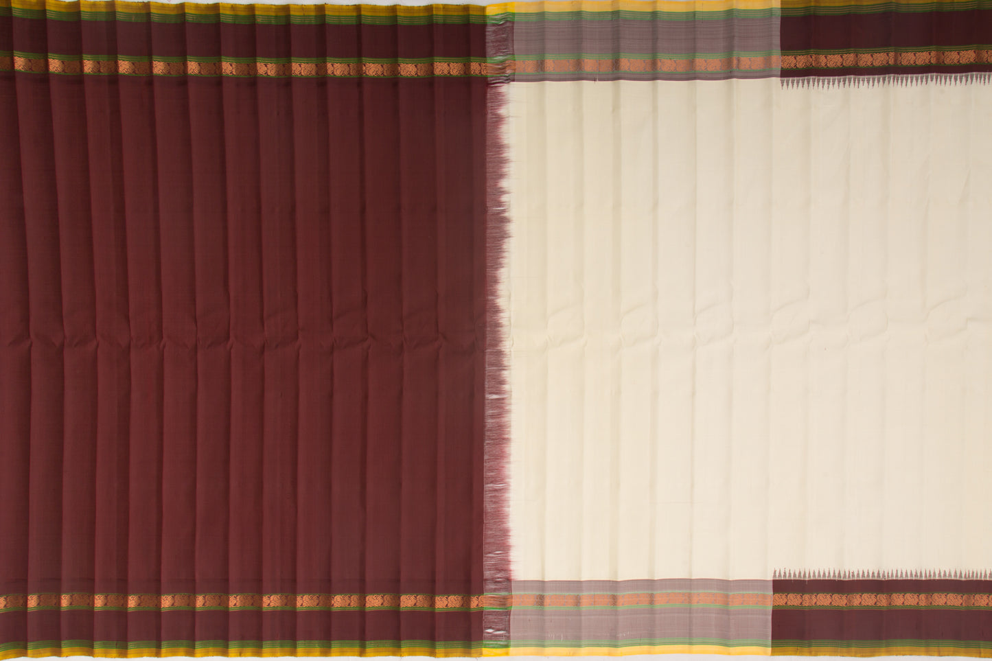 Gadwal Silk Plain Cream Saree