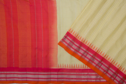 Gadwal Silk Checks Yellow Saree