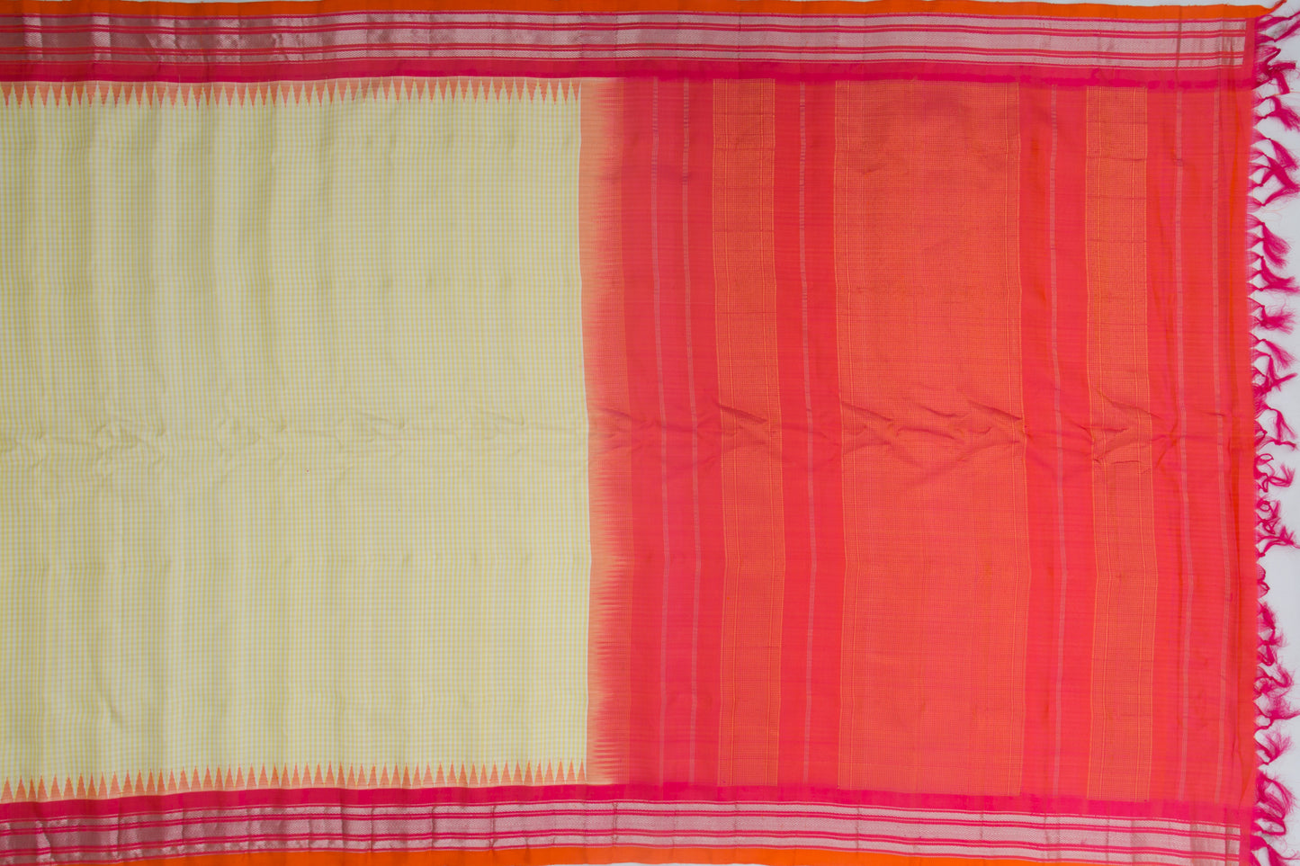 Gadwal Silk Checks Yellow Saree