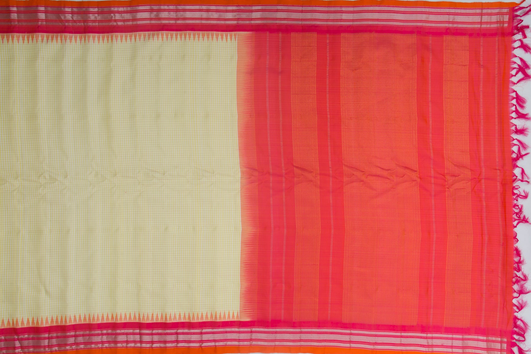 Gadwal Silk Checks Yellow Saree
