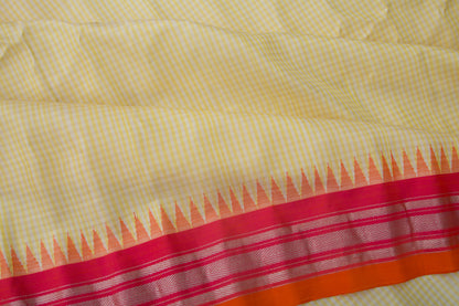 Gadwal Silk Checks Yellow Saree