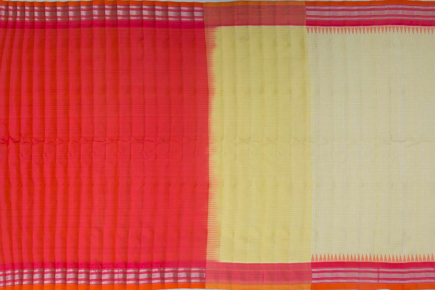 Gadwal Silk Checks Yellow Saree