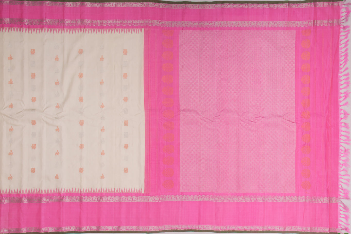 Gadwal Silk Butta Cream Saree