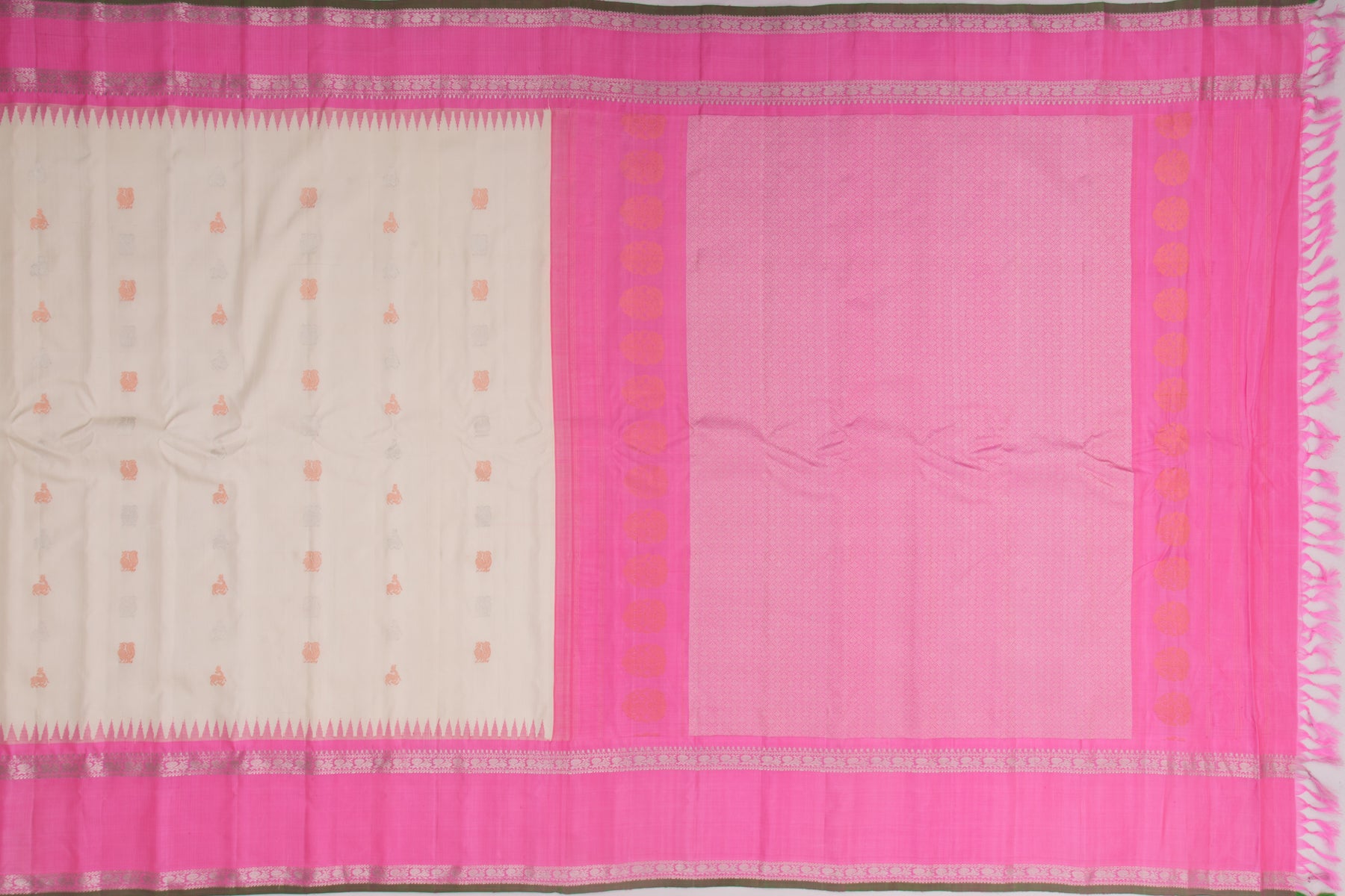 Gadwal Silk Butta Cream Saree