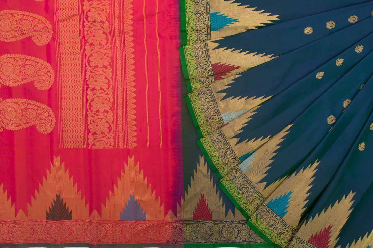 Gadwal Silk Butta Blue Saree