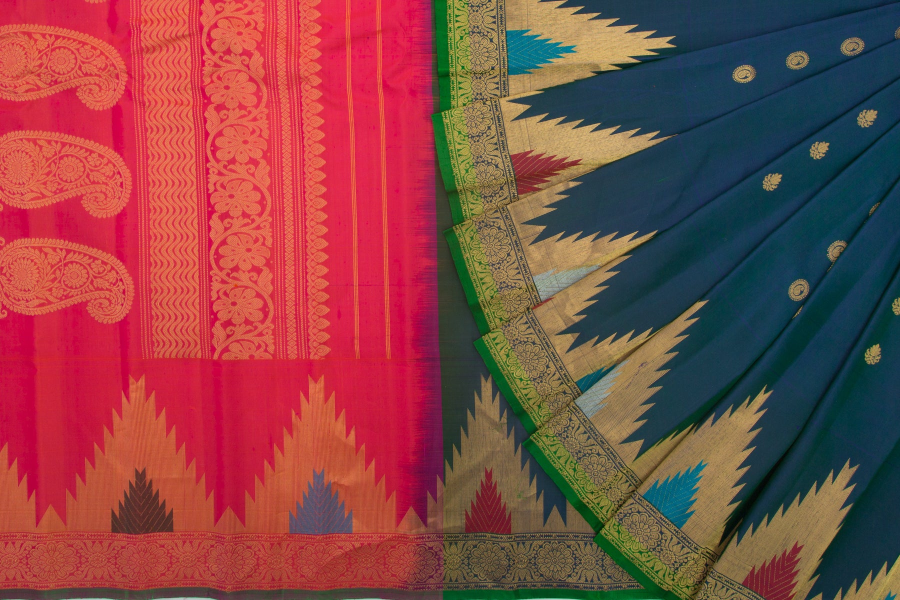 Gadwal Silk Butta Blue Saree