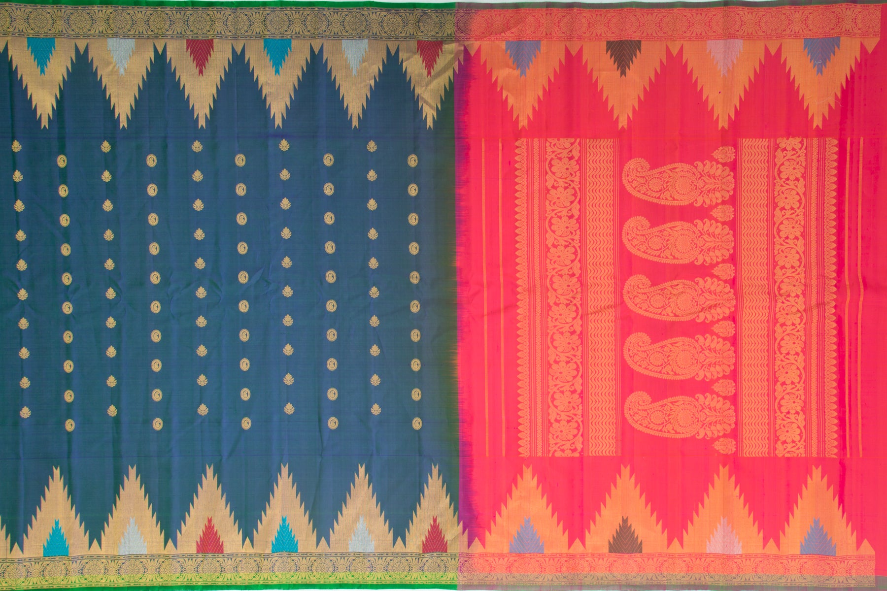 Gadwal Silk Butta Blue Saree