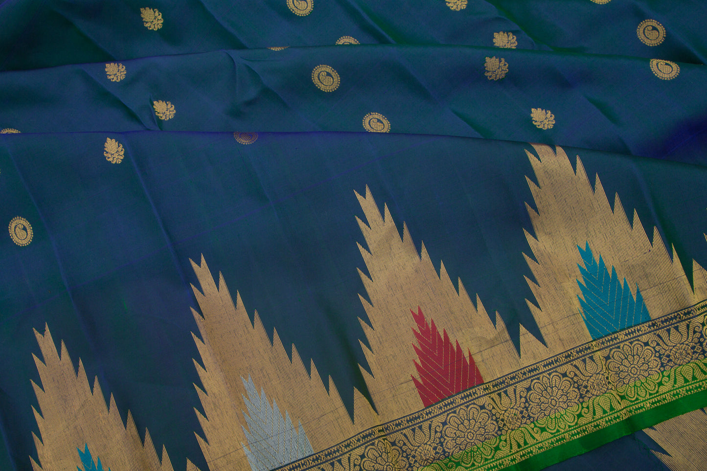 Gadwal Silk Butta Blue Saree