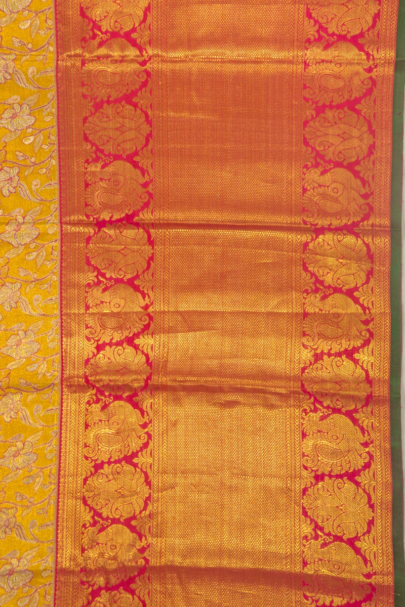 Taranga Kanchi Silk Tissue Jaal Yellow Saree