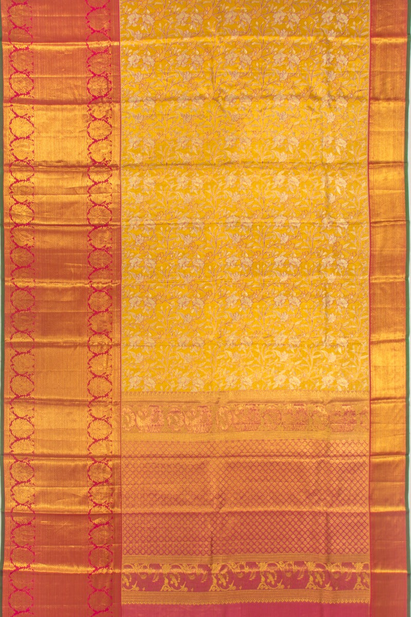 Taranga Kanchi Silk Tissue Jaal Yellow Saree