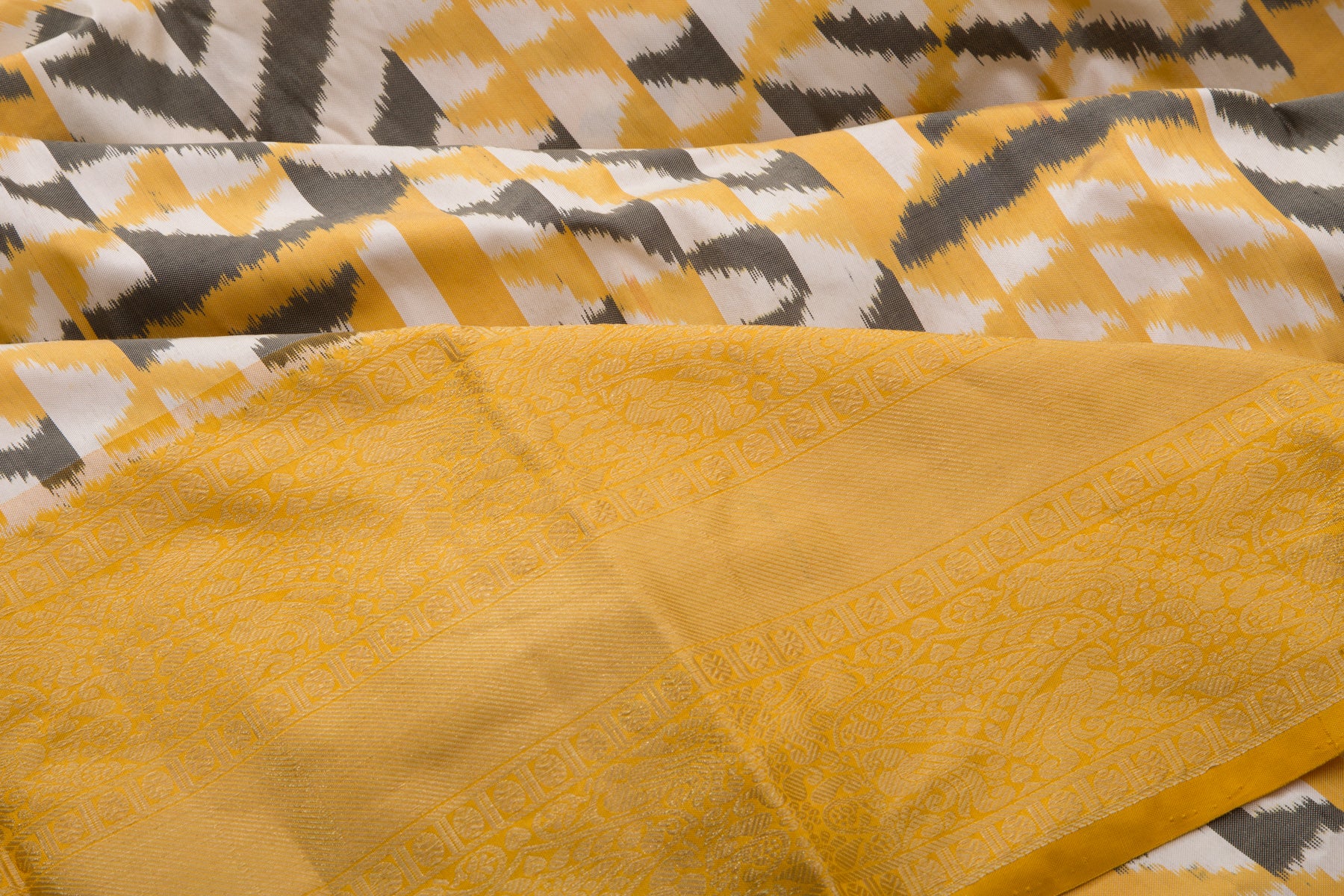 Kanchipuram Silk Ikat White Saree