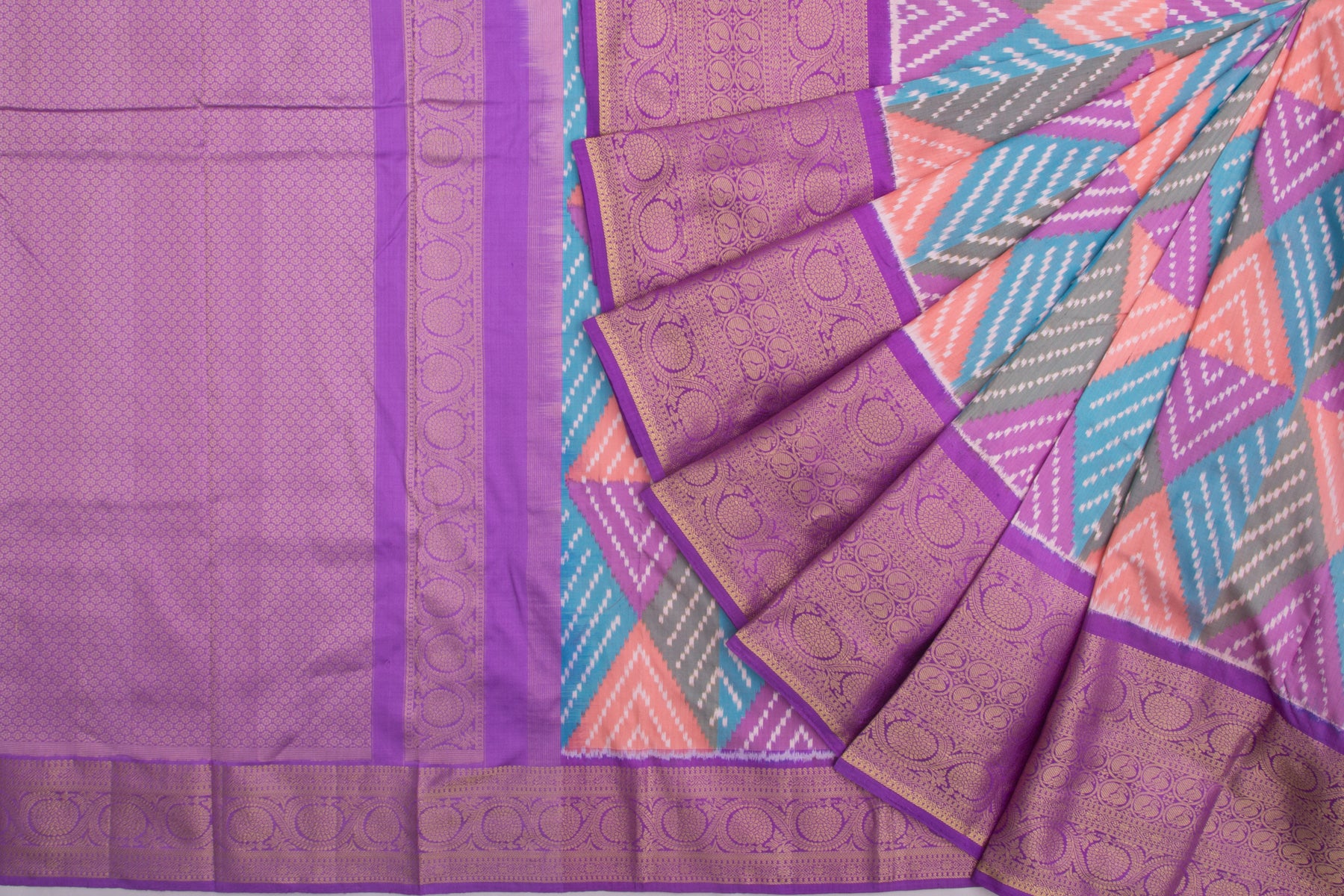 Kanchipuram Silk Ikat Multi-Colour Saree