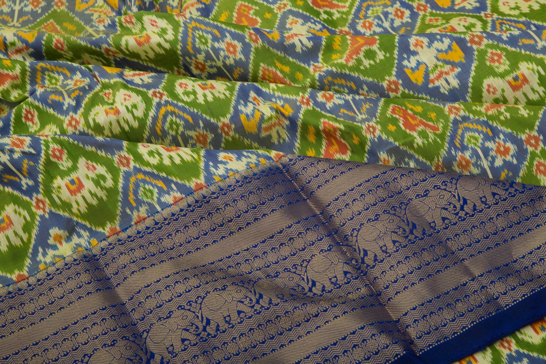 Kanchipuram Silk Ikat Green Saree