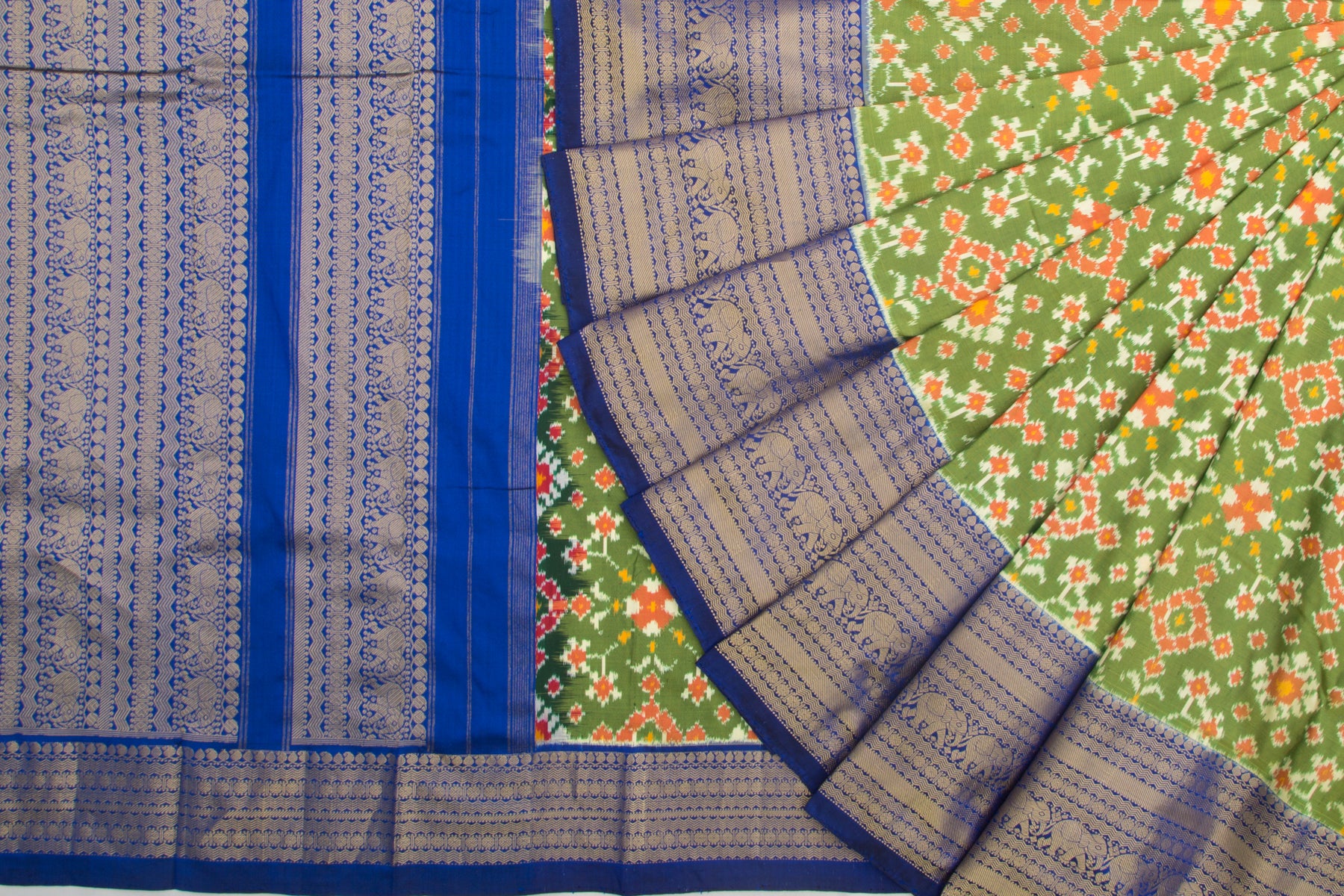 Kanchipuram Silk Ikat Green Saree