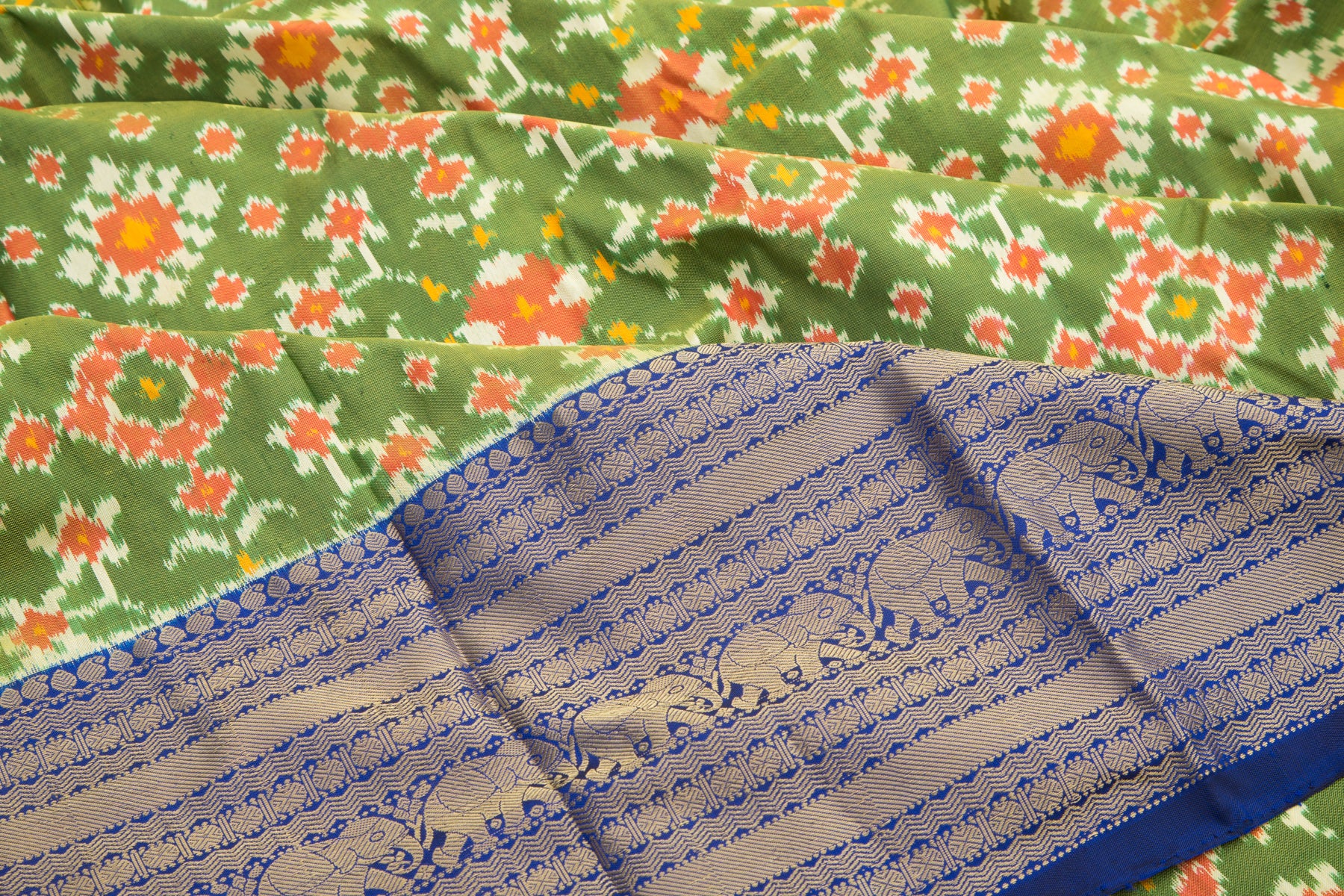 Kanchipuram Silk Ikat Green Saree