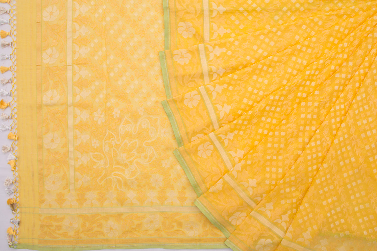 Banarasi Cotton Yellow Saree