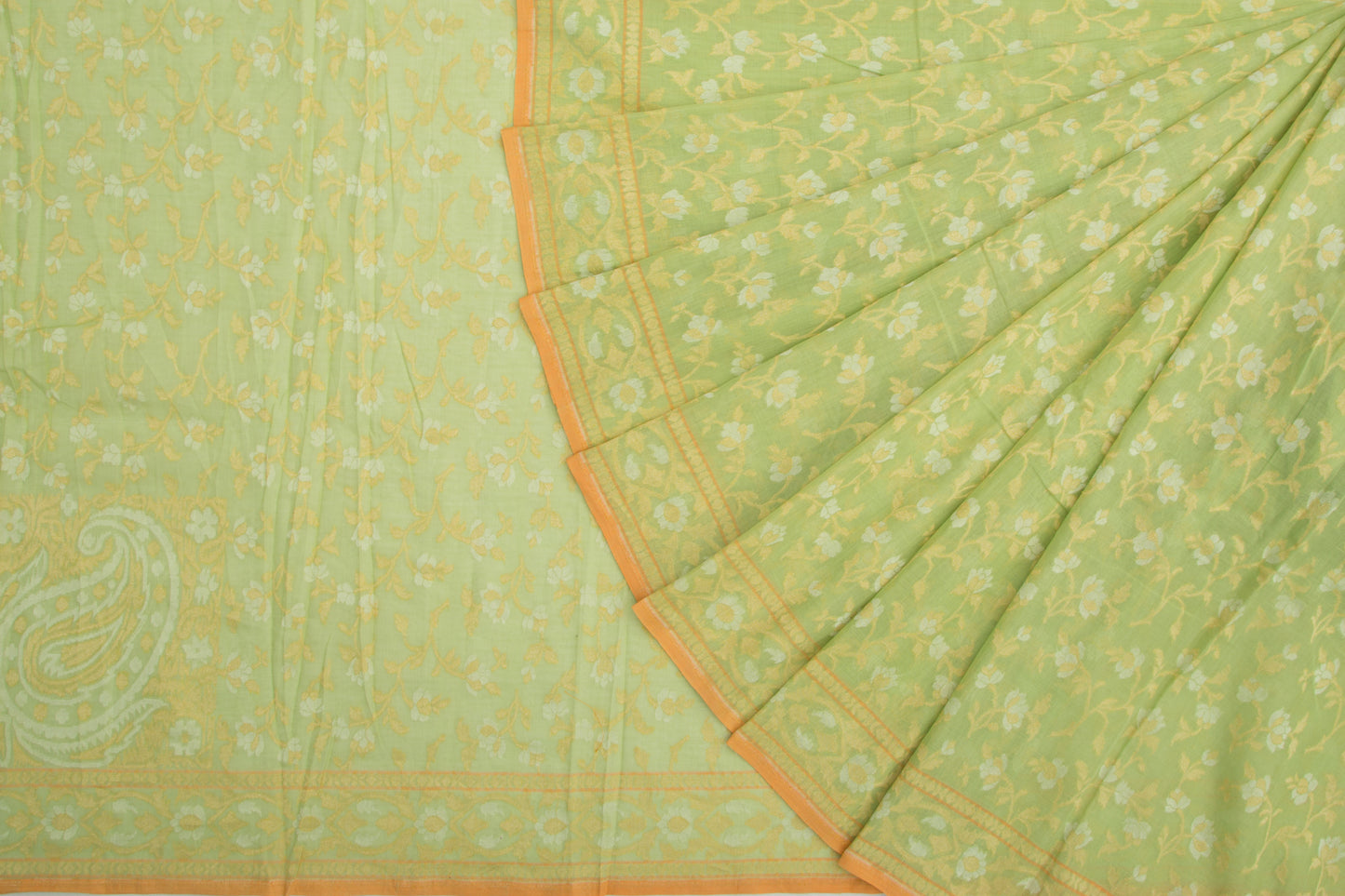 Banarasi Cotton Jaal Green Saree