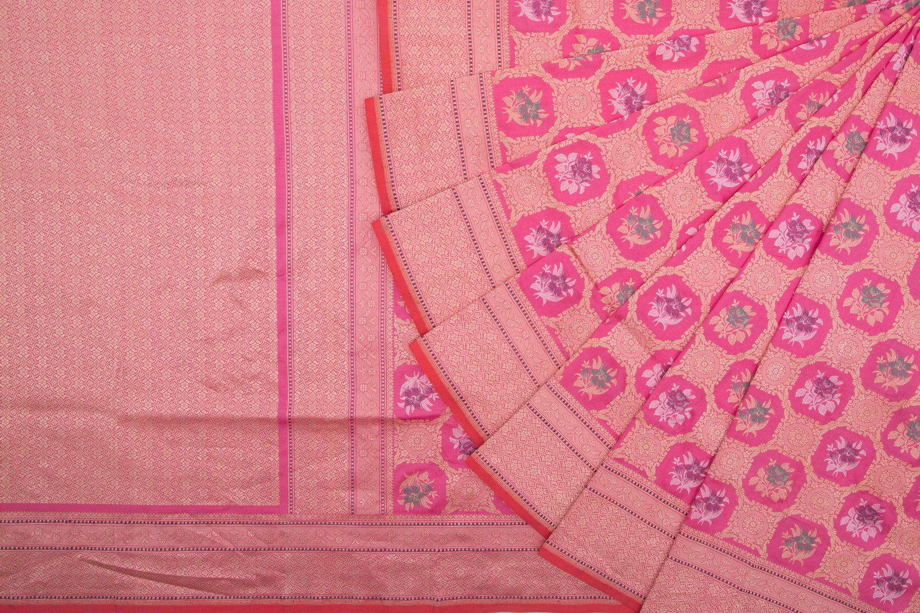 Banarasi Silk Kadwa Jaal Pink Saree