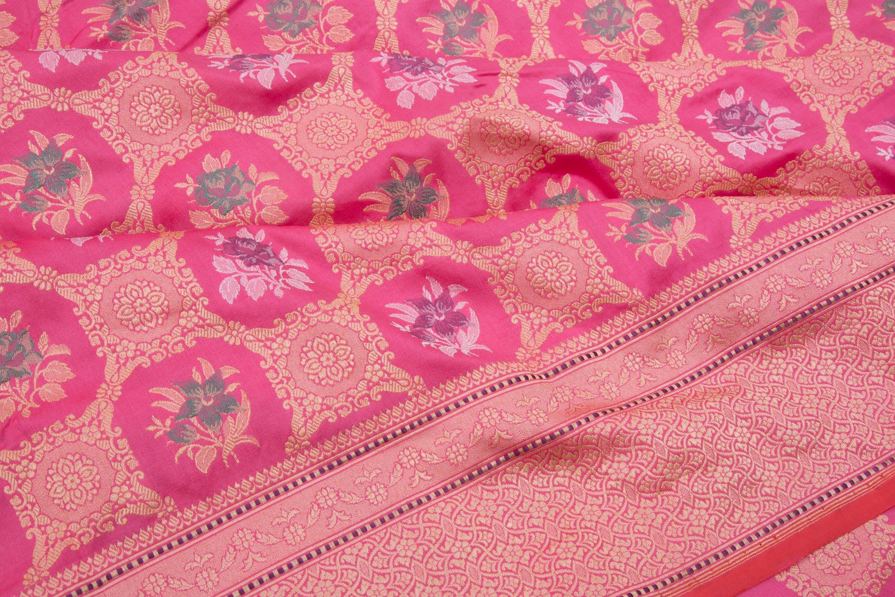 Banarasi Silk Kadwa Jaal Pink Saree