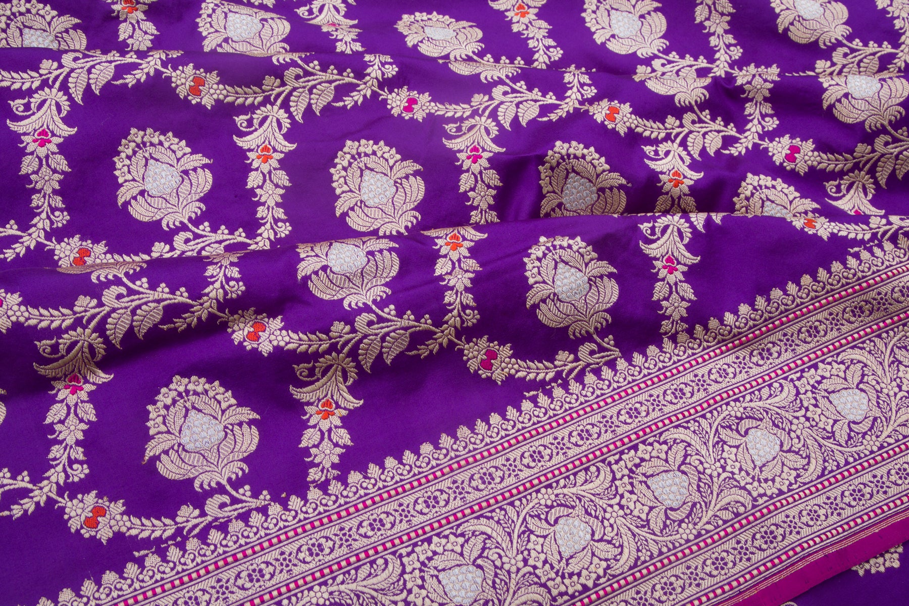 Banarasi Silk Kadwa Jaal Violet Saree