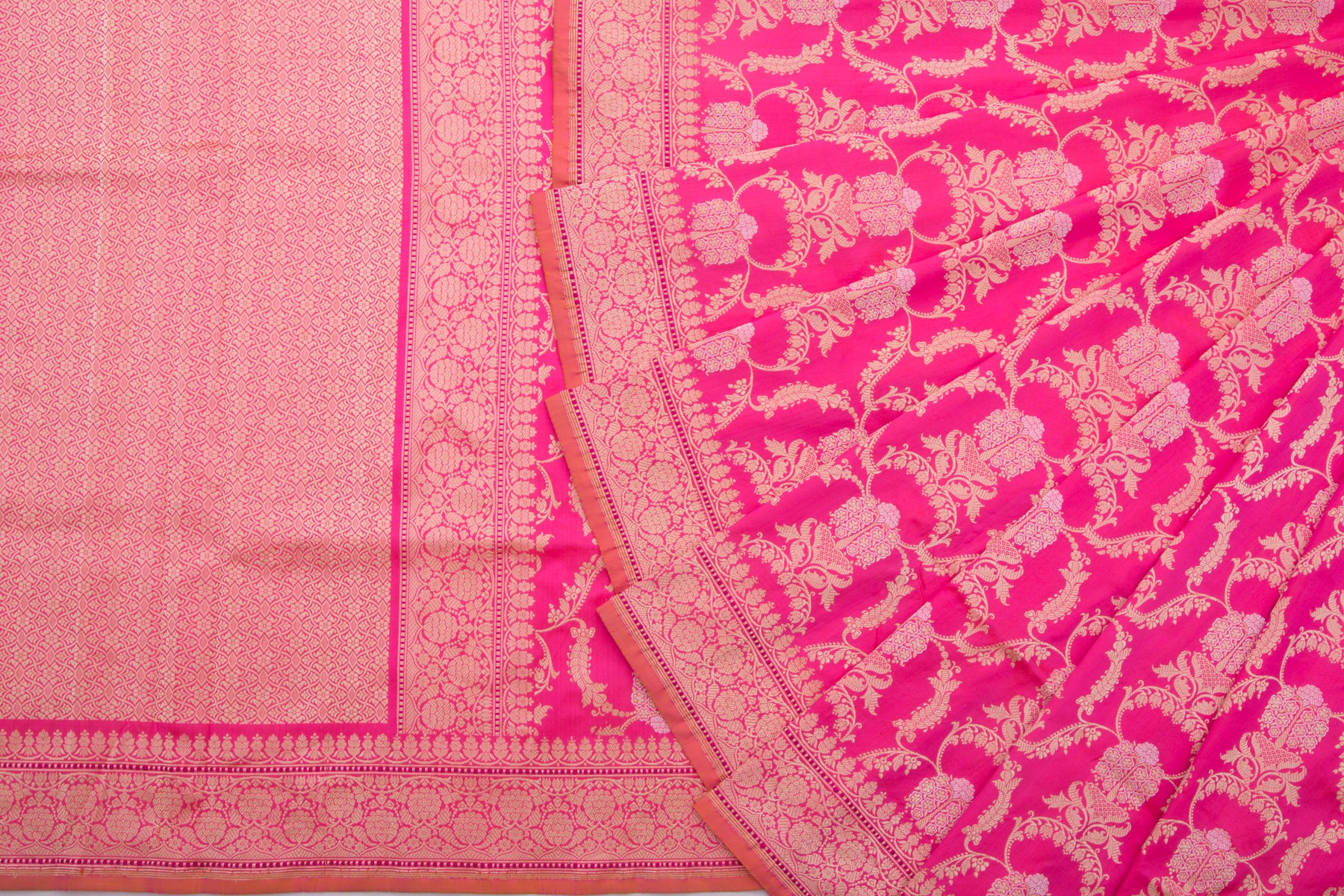 Banarasi Silk Kadwa Jaal Pink Saree